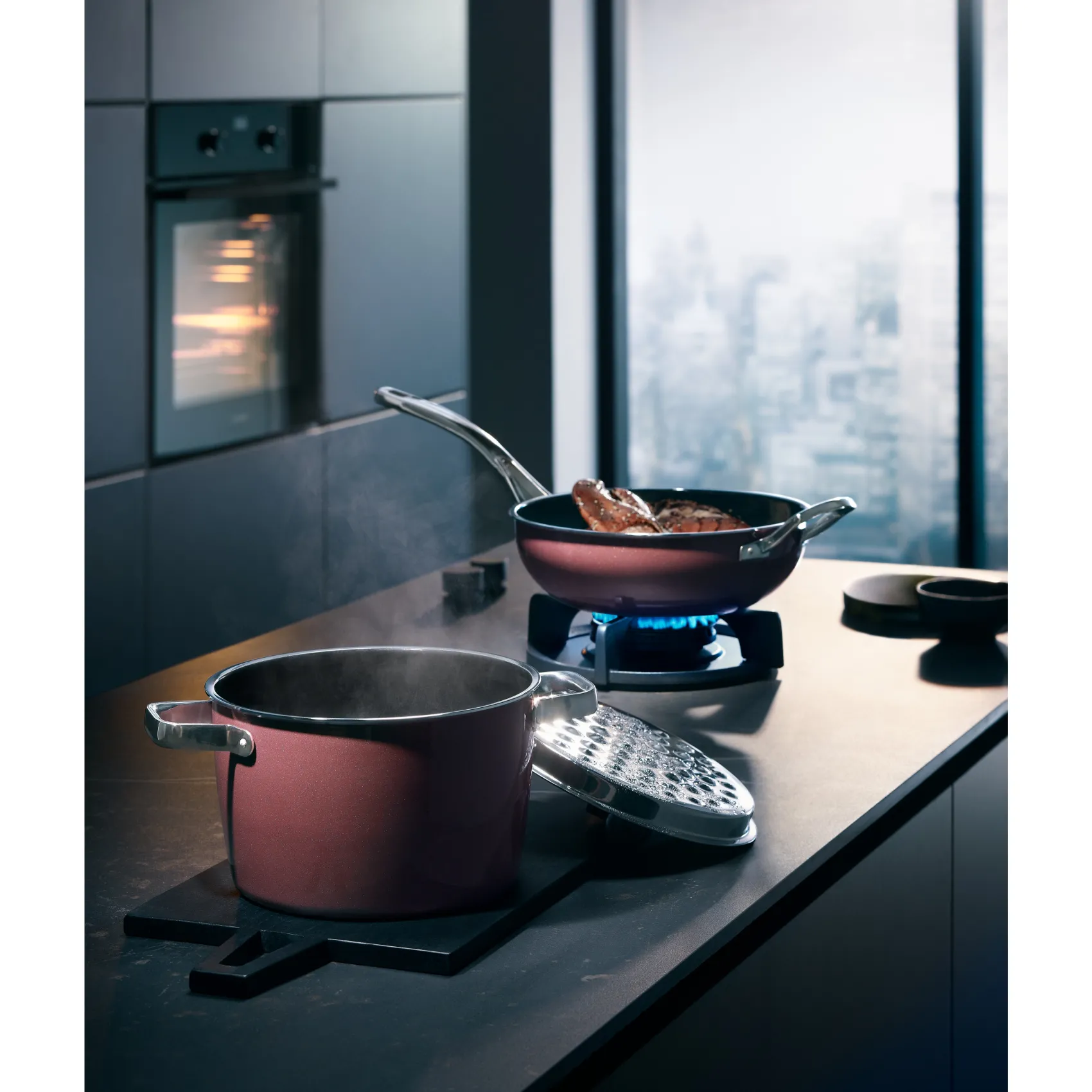 WMF Bratentöpfe|Fusiontec Aromatic Bratentopf, 22 cm, Rose Quartz