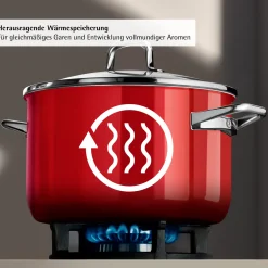 WMF Bratentöpfe|Fusiontec Mineral Pro, Bratentopf mit Deckel, 20 cm, Passion Red