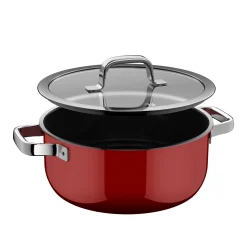 WMF Induktionstöpfe|Fusiontec Mineral Pro, Bratentopf mit Deckel, 24 cm, Passion Red