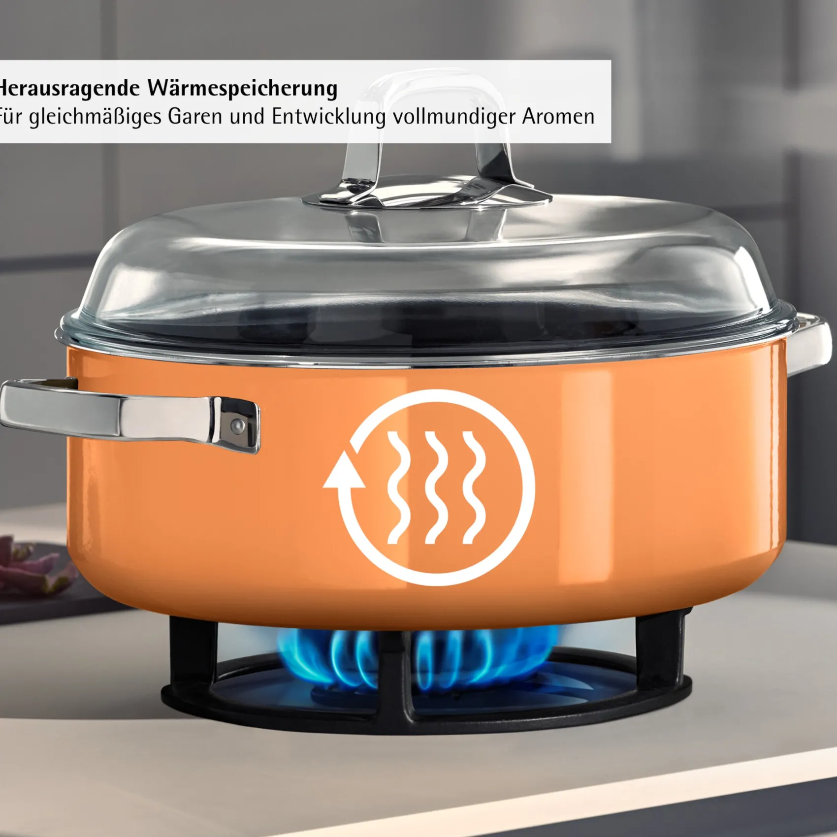 WMF Induktionstöpfe|Fusiontec Mineral Pro, Schmortopf mit Deckel, 28 cm, Papaya Orange