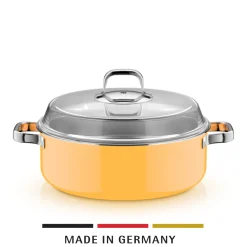 WMF Induktionstöpfe|Fusiontec Mineral Pro, Schmortopf mit Deckel, 28 cm, Mango Yellow