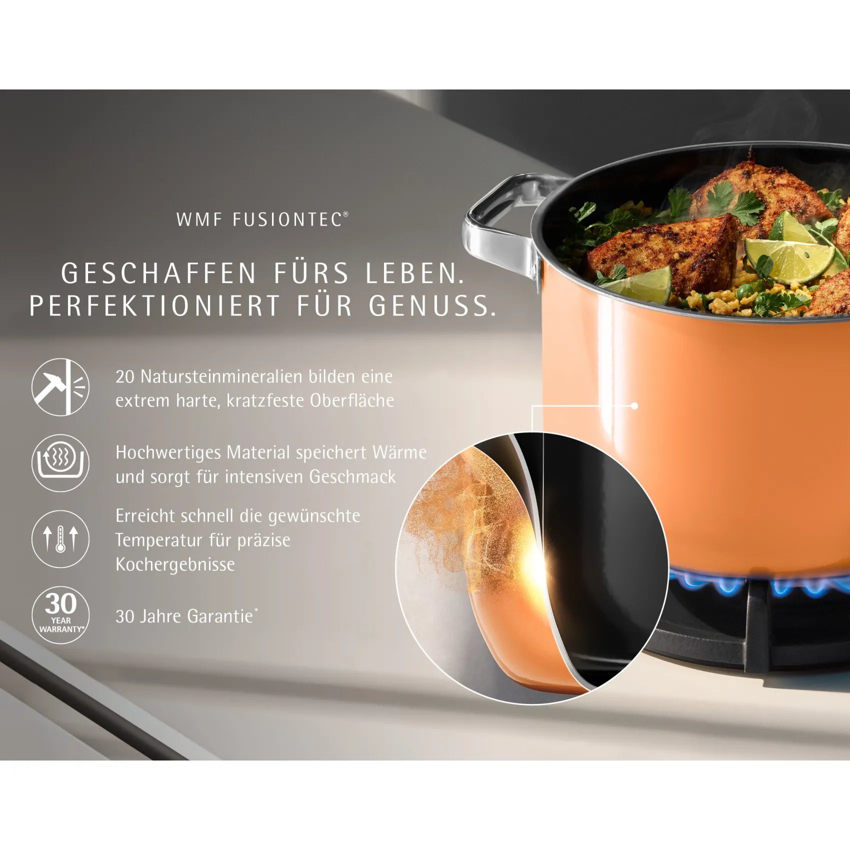 WMF Topfsets|Fusiontec Mineral Pro, Topf-Set, 4-teilig, Papaya Orange