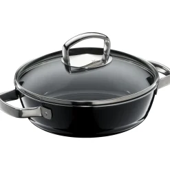 WMF Schmorpfannen|Pfannen Mit Deckel|Fusiontec Mineral Schmorpfanne mit Glasdeckel, 24 cm, Black