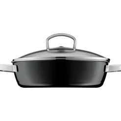 WMF Schmorpfannen|Pfannen Mit Deckel|Fusiontec Mineral Schmorpfanne mit Glasdeckel, 28 cm, Black