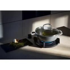 WMF Schmorpfannen|Pfannen Mit Deckel|Fusiontec Mineral Schmorpfanne mit Glasdeckel, 28 cm, Platinum