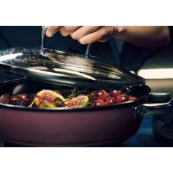 WMF Schmorpfannen|Induktionspfannen|Fusiontec Mineral Schmorpfanne mit Glasdeckel, 28 cm, Rose Quartz