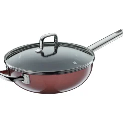 WMF Woks|Fusiontec Mineral Wok mit Glasdeckel, 28 cm, Rose Quartz