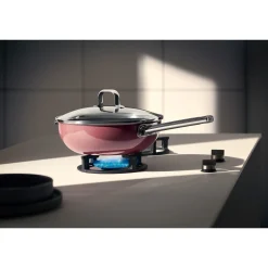 WMF Woks|Fusiontec Mineral Wok mit Glasdeckel, 28 cm, Platinum