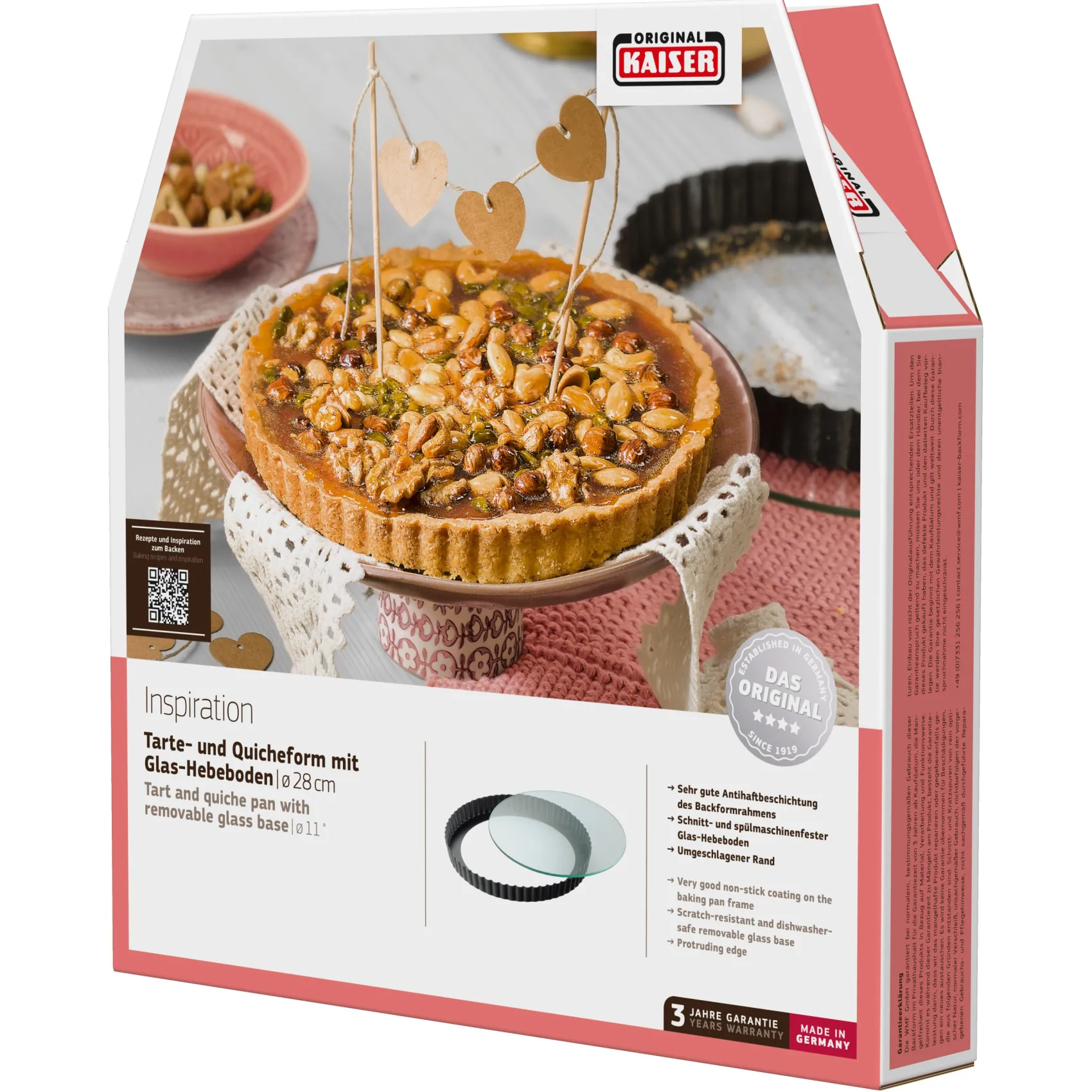 WMF Backformen|KAISER Inspiration Tarte- & Quicheform mit Glashebeboden, 28 cm
