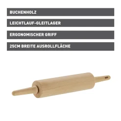 WMF Backutensilien|KAISER Inspiration Teigausroller Buchenholz, 25 cm