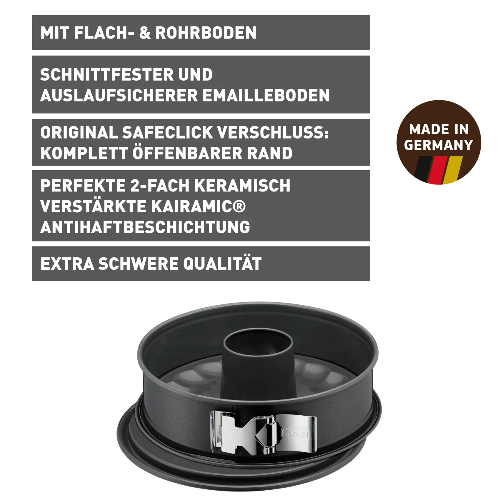 WMF Backformen|KAISER La Forme Plus Springform mit Rohrboden und SafeClick, 28 cm