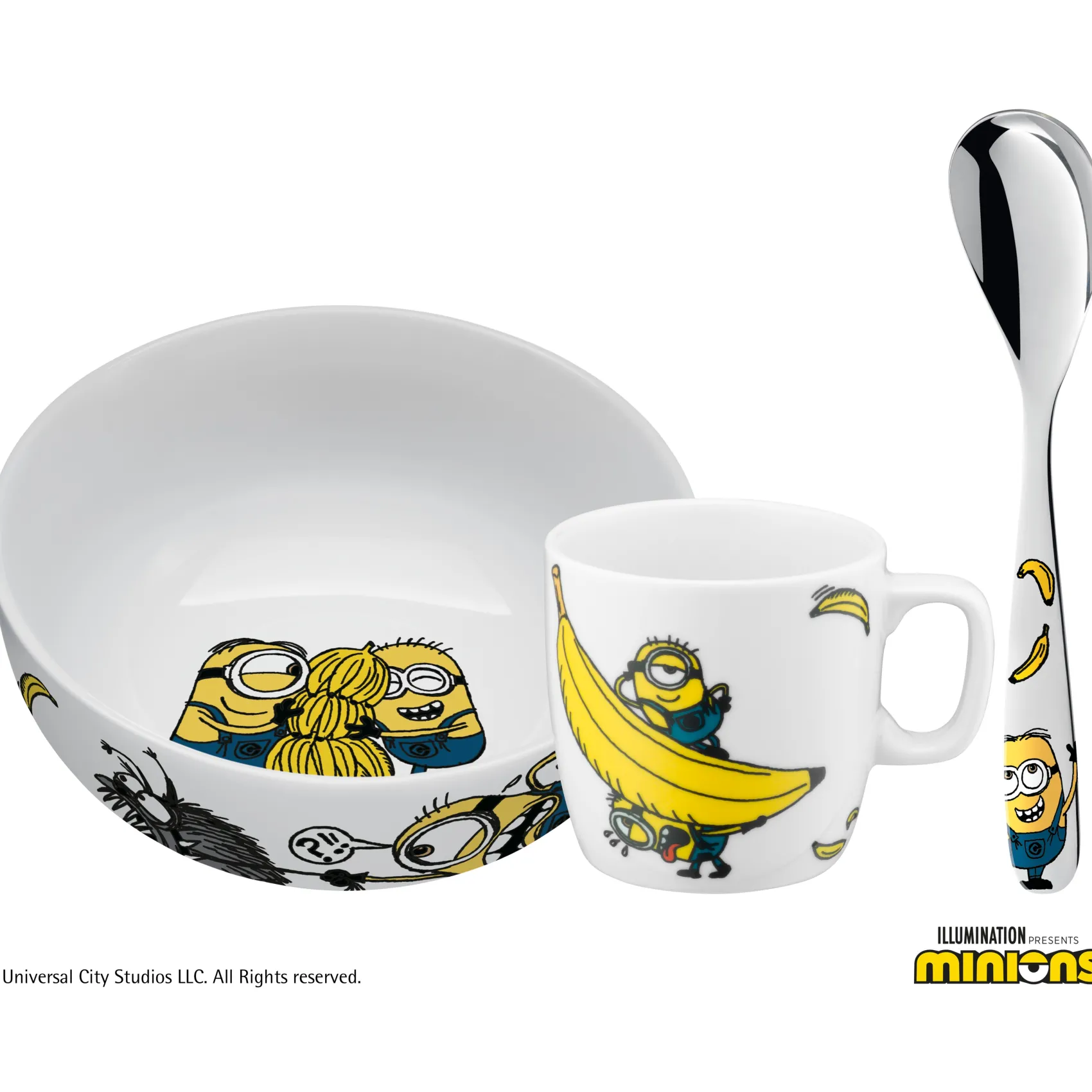 WMF Kindergeschirr|Geschirr-Sets|Kinder-Frühstücks-Set Minions®, 3-teilig