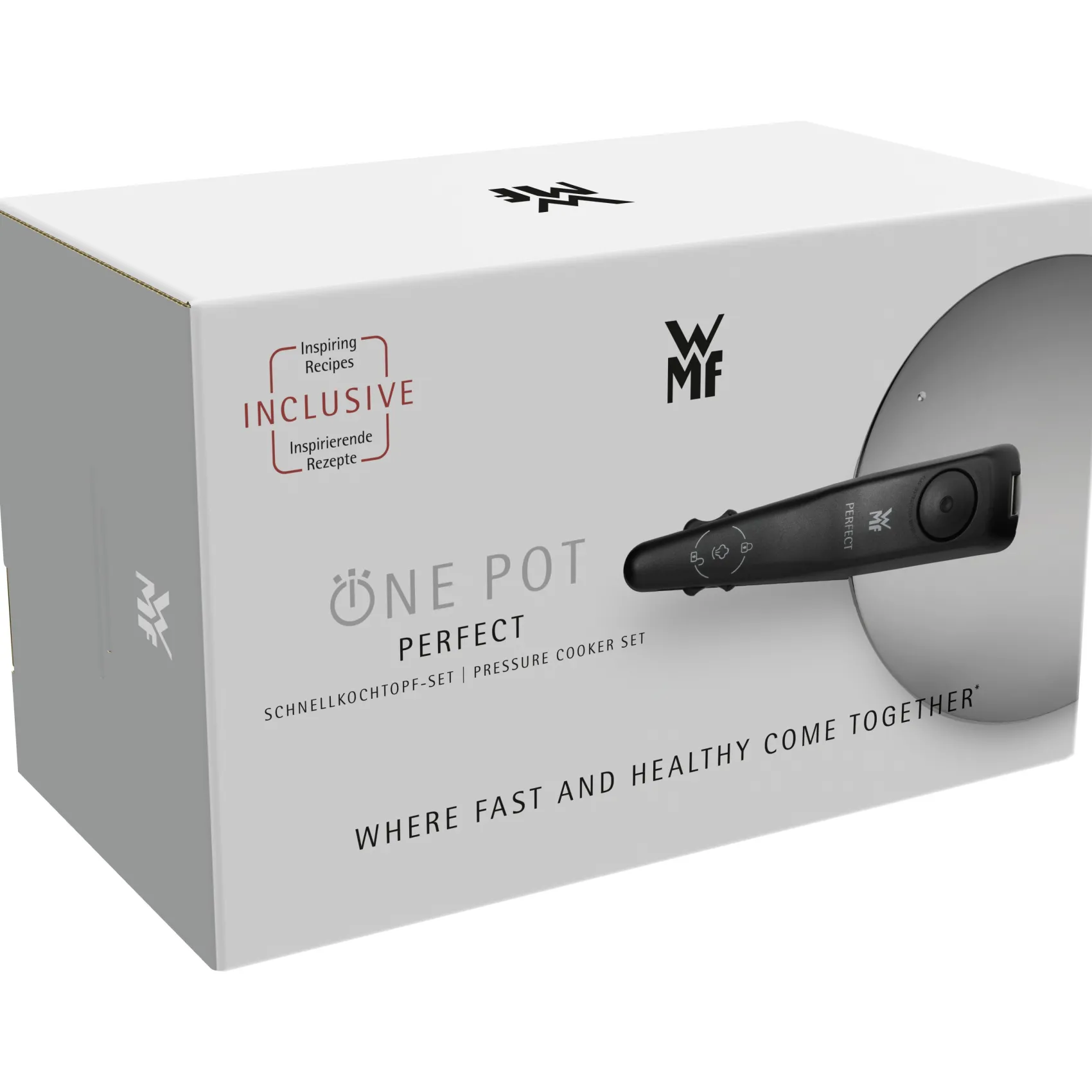 WMF Schnellkochtöpfe|Induktionstöpfe|Perfect One Pot Schnellkochtopf-Set, 22 cm, 3 & 4,5 L, stapelbar, mit Dämpfeinsatz