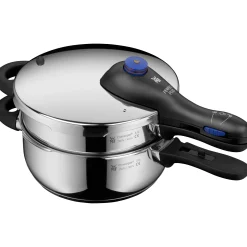 WMF Schnellkochtöpfe|Induktionstöpfe|Perfect Plus One Pot Schnellkochtopf-Set, 22 cm, 3 & 4,5 L, stapelbar, mit Dämpfeinsatz