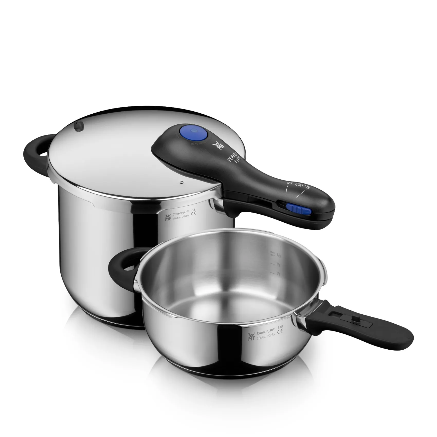 WMF Schnellkochtöpfe|Topfsets|Perfect Plus One Pot Schnellkochtopf-Set, 22 cm, 6,5 und 3,0 Liter