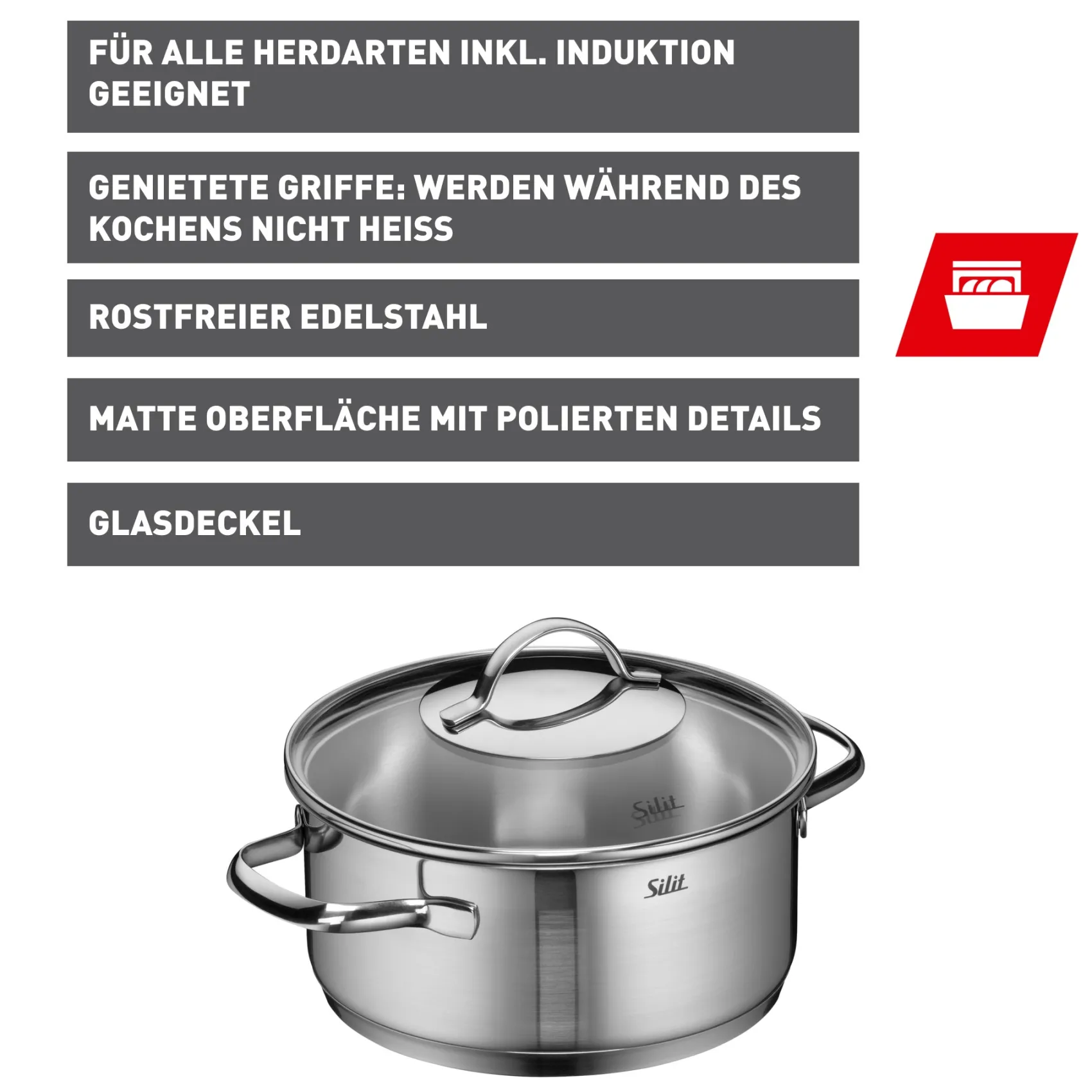 WMF Bratentöpfe|Silit Achat Bratentopf mit Deckel, 20 cm