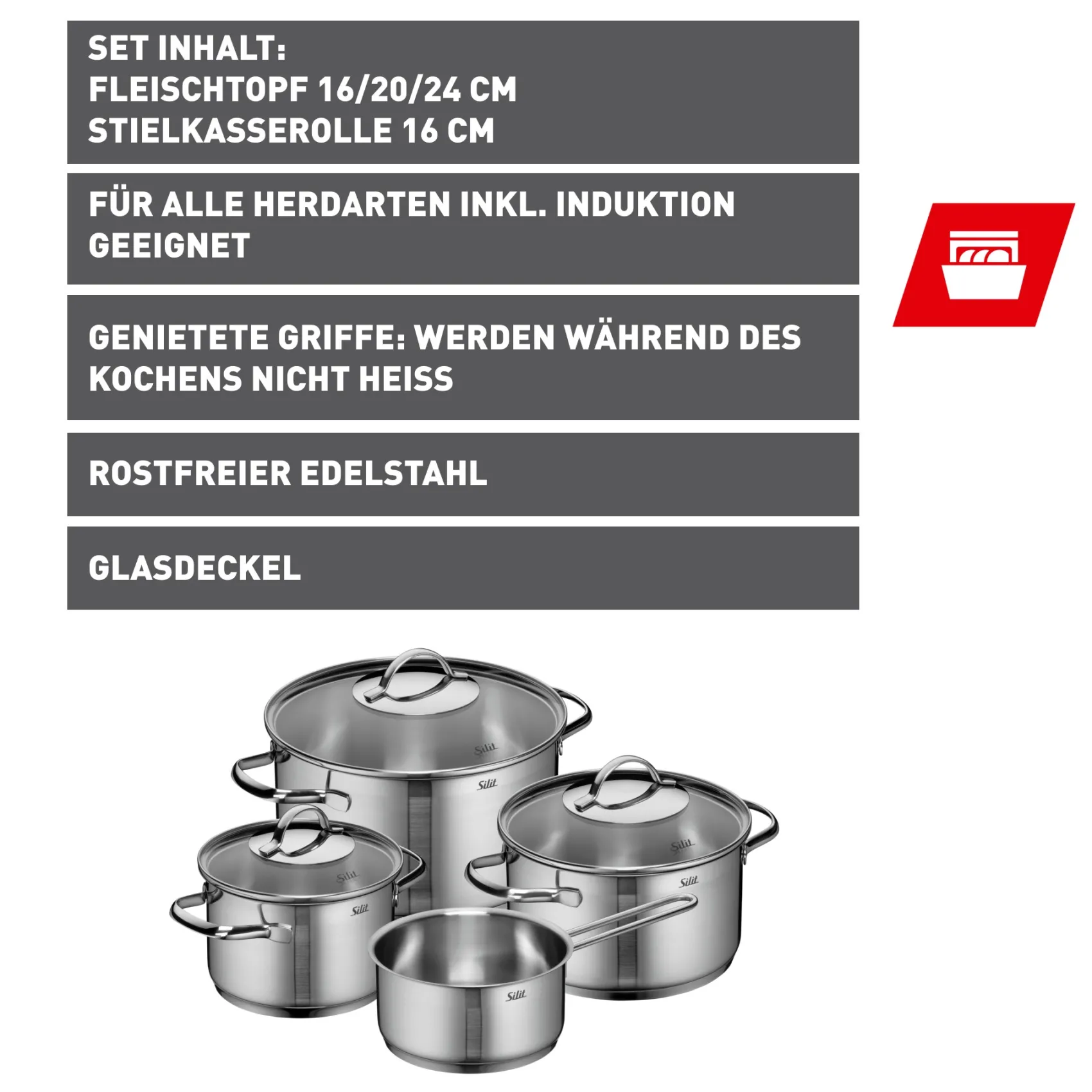 WMF Topfsets|Silit Achat Topf-Set, 4-teilig