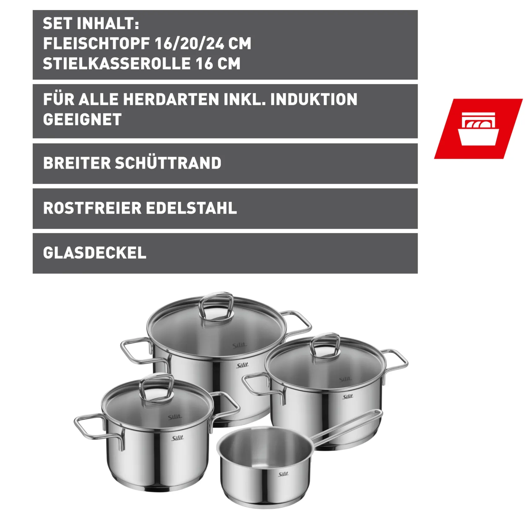 WMF Topfsets|Silit Alicante Topf-Set, 4-teilig
