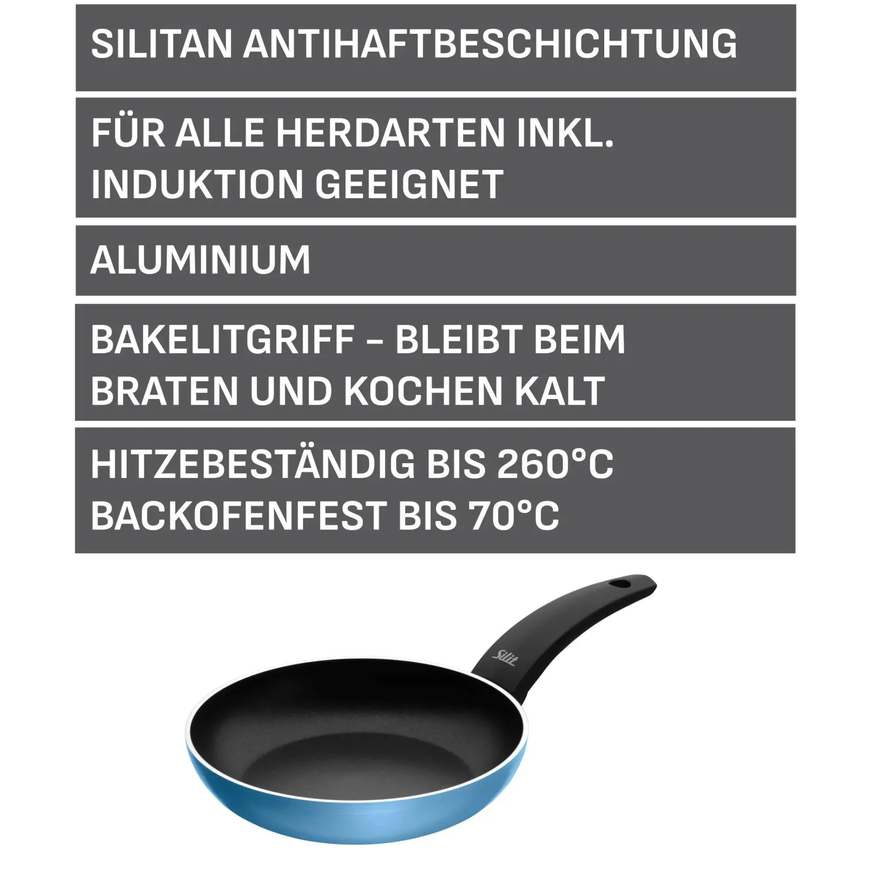 WMF Induktionspfannen|Bratpfannen|Silit Belluna Stielpfanne, 20 cm, Blau