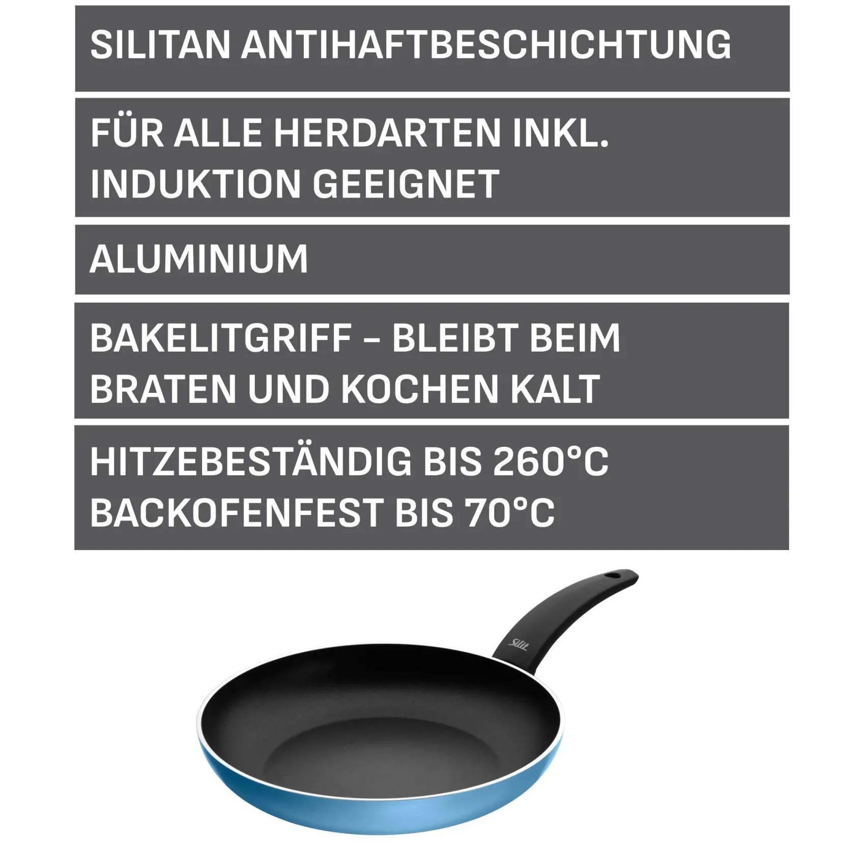 WMF Induktionspfannen|Bratpfannen|Silit Belluna Stielpfanne, 28 cm, Blau
