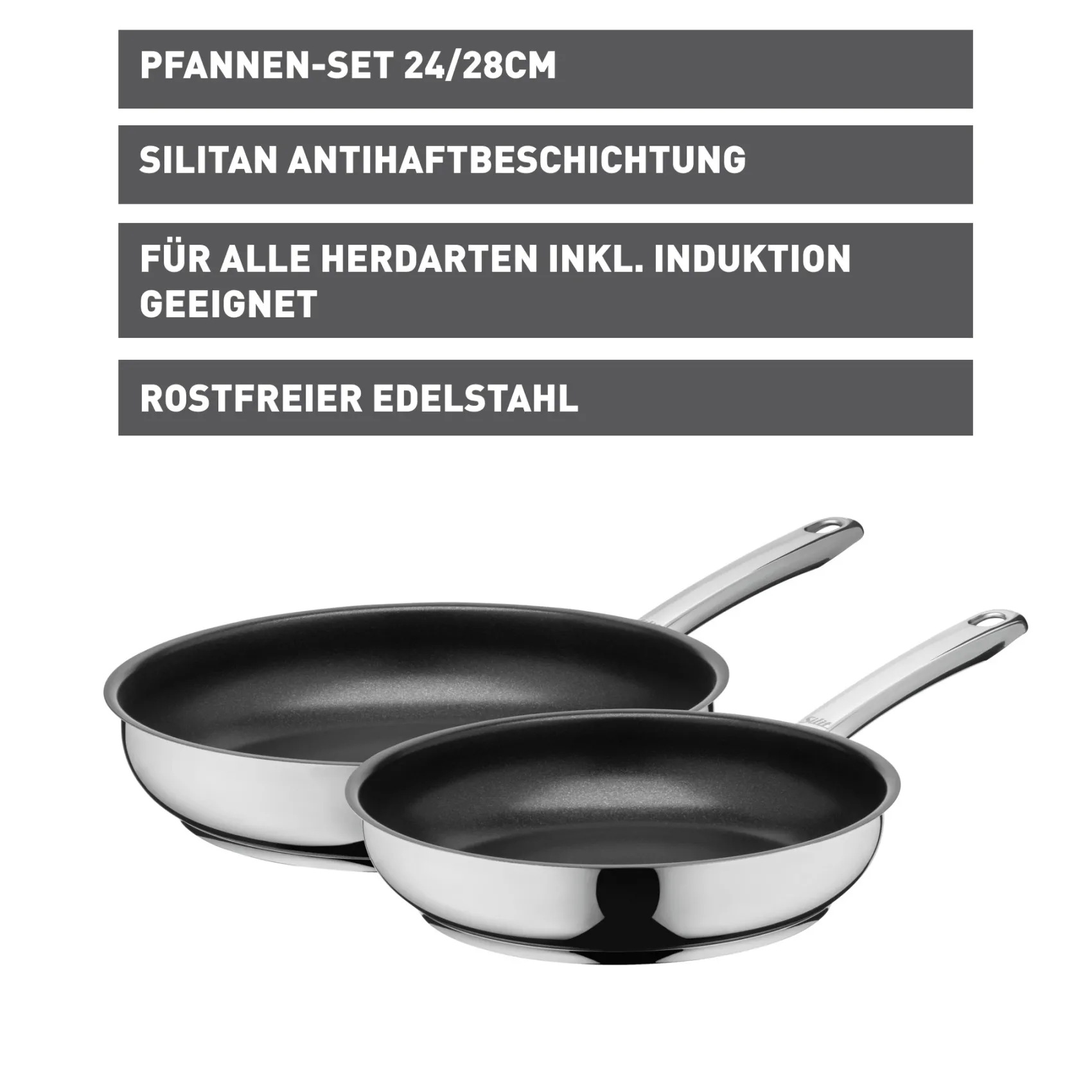 WMF Induktionspfannen|Pfannen-Sets|Silit Calabria Pfannen-Set, 24 & 28 cm