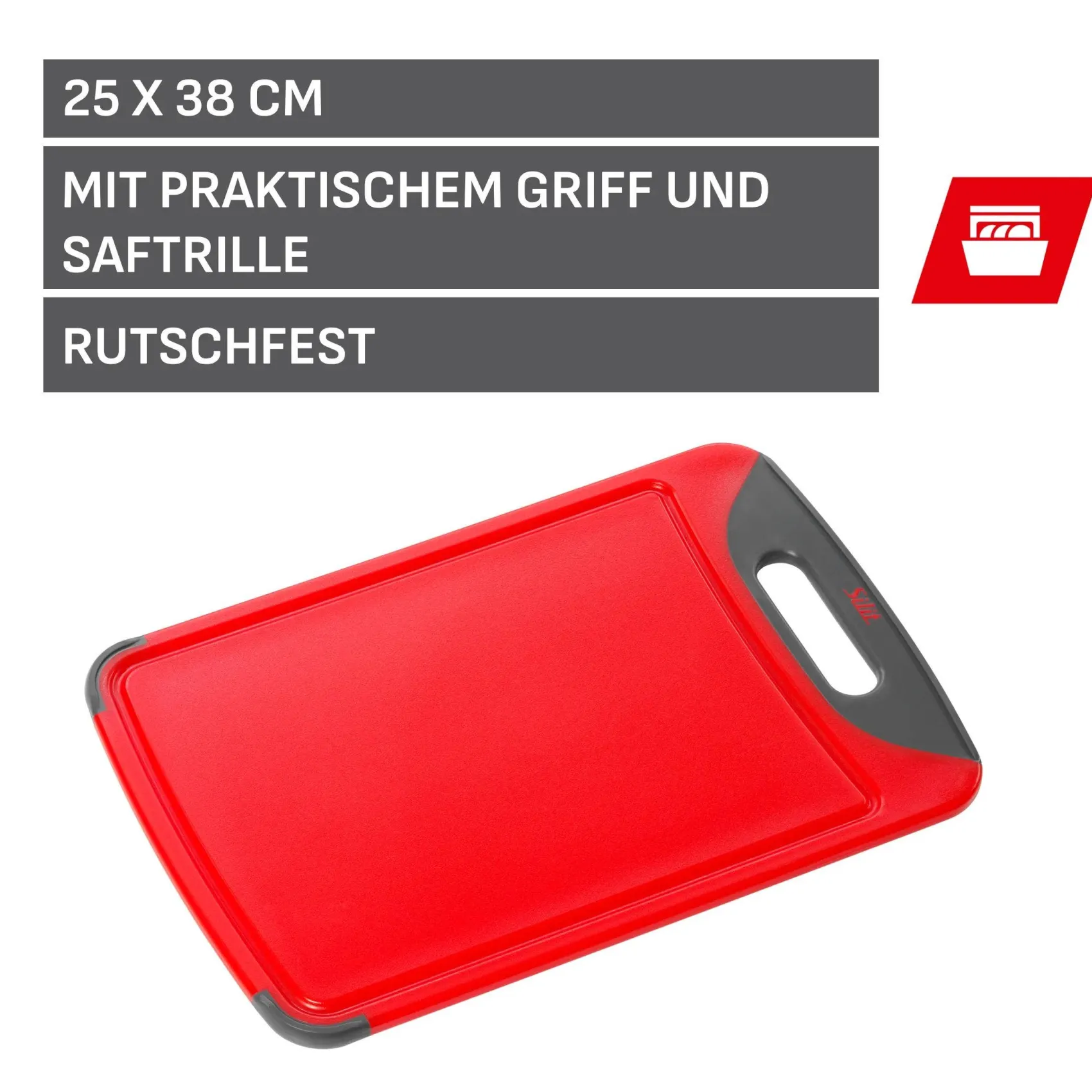 WMF Schneidebretter|Silit Schneidebrett, Rot, 38 x 25 cm