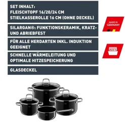 WMF Topfsets|Silit Silargan® Elegance Topf-Set, 4-teilig, Black