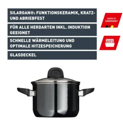 WMF Bratentöpfe|Silit Silargan® Modesto Bratentopf mit Deckel, 20 cm, Black