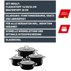 WMF Topfsets|Silit Silargan® Passion Topf-Set, 4-teilig, Black