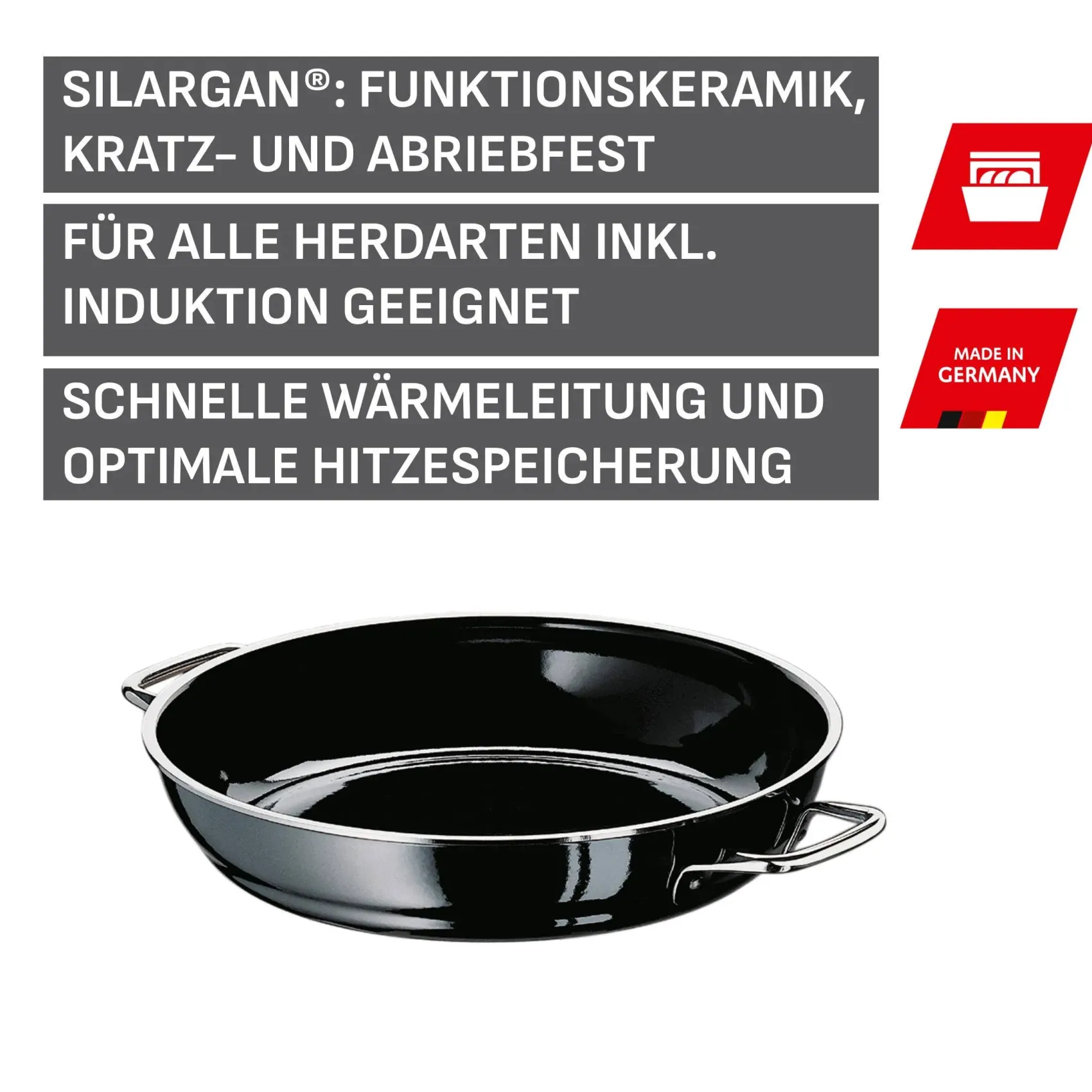 WMF Servierpfannen|Induktionspfannen|Silit Silargan® Professional Servierpfanne, 24 cm, Black