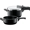 WMF Schnellkochtöpfe|Induktionstöpfe|Silit Silargan® Sicomatic t-Plus Schnellkochtopf-Set, 22 cm, 4,5 l und 3,0 l, Black