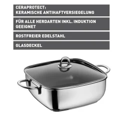 WMF Bräter & Schmortöpfe|Silit Studio Schmorkasserolle mit Glasdeckel, 29 x 29 cm
