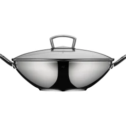 WMF Woks|Pfannen Mit Deckel|Wok mit Glasdeckel, 36 cm